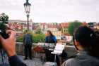 Glass musician, Charles Bridge, Prague, Czech Republic