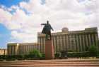 Stalin takes questions from the audience, Abortive Soviet parliament building, St. Petersburg, Russia