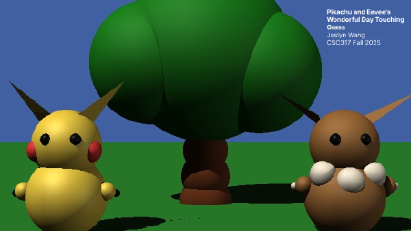 Pikachu and Eevee's Wonderful Day Touching Grass