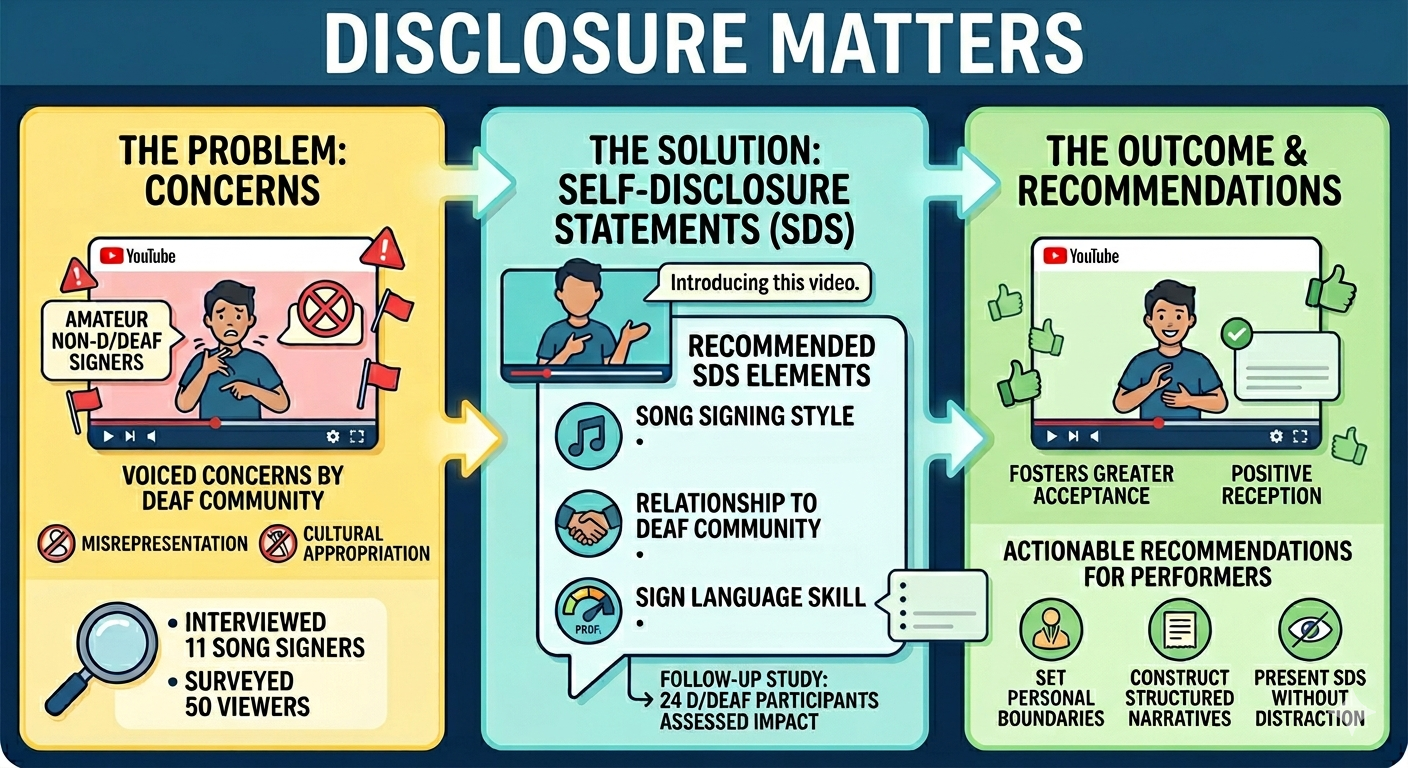 Teaser for Disclosure Matters: How Self-Disclosure Statements in Song Signing Videos Shape d/Deaf Audiences' Acceptance of Culturally Sensitive Content